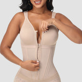 Double-Layer PowerMesh Hourglass Tummy Sculpt Zipper Bodysuit With Bra