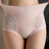 Sexy Lace Seamless Ice Silk High Waist Tummy Control Shaping Panties