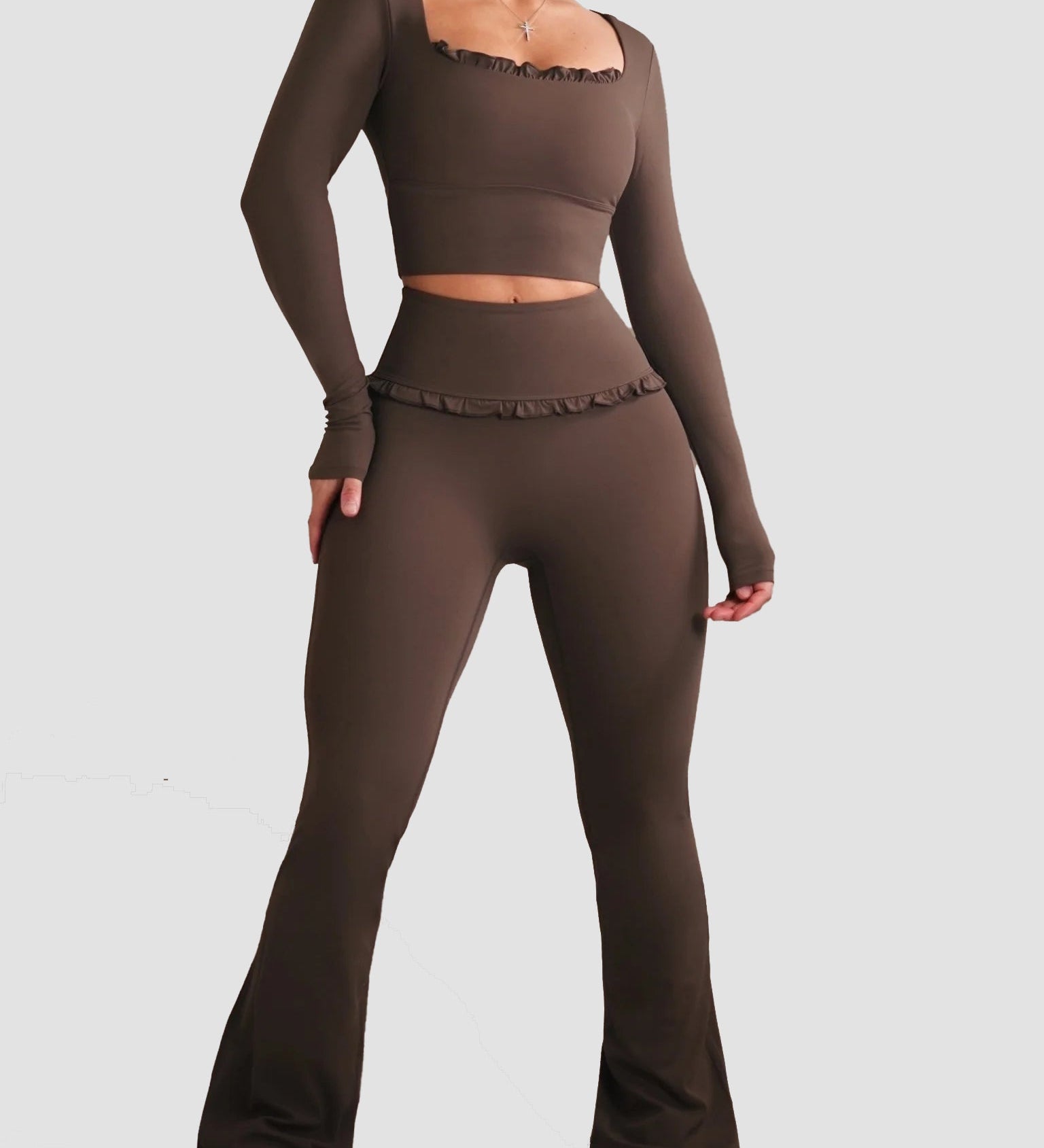 Ballet Ruffle Sports Tight-Fitting Height Elasticity Fitness Yoga Set