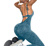 Adjustable Strap Open Back Sculpt Workout Jumpsuit