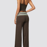 Two Piece Workout Set Halter Cami Crop Top with Wide Leg Pants