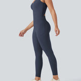 UltraSculpt™ V Neck Tummy Control Butt Lifting Workout Jumpsuit with Pockets