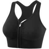 Women's Shockproof Push up Bra Hollow Back with Front Zipper