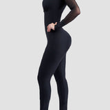 Slim Fit Stretch Full Body Shaper Long Mesh Sleeve Shapewear