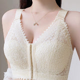 Anti-sagging Thin Minimizer Bras Full Cup Front Buckle Adjustable Wireless Lace Bra