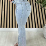 Stylish Washed High Rise Tummy Control Flared Jeans