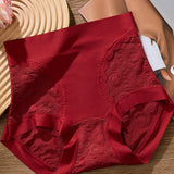 Sexy Lace Seamless Ice Silk High Waist Tummy Control Shaping Panties