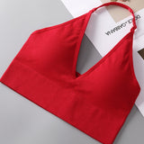 Deep V Sexy Halter Neck Backless Triangle Cup Wireless Bra