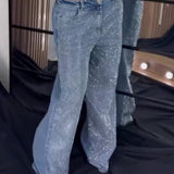 Sorelyne® Women's Fashion Versatile Wide Leg Jeans with Rhinestone