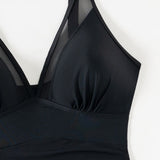 Deep V Mesh Drawstring Slim Sexy Backless Shapewear Swimsuit