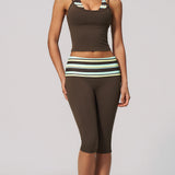 Two Piece Workout Set Halter Cami Crop Top with Capri Leggings