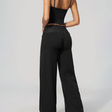 Two Piece Workout Set Halter Cami Crop Top with Wide Leg Pants