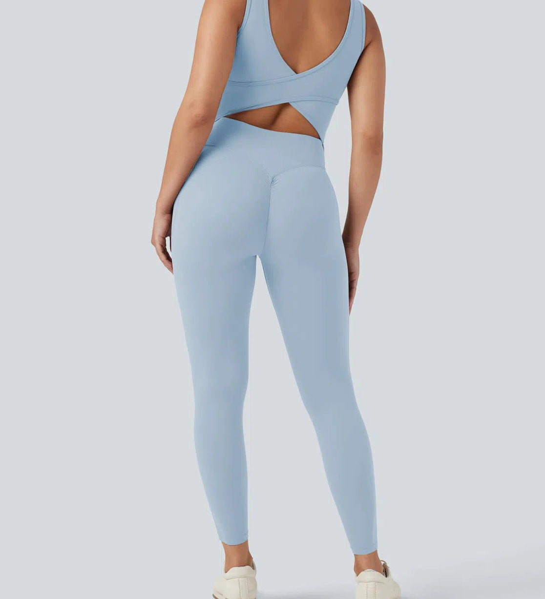 UltraSculpt™ V Neck Tummy Control Butt Lifting Workout Jumpsuit with Pockets