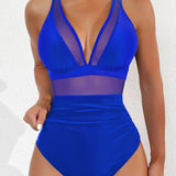 Sexy Deep V Mesh Backless One Piece Shapewear Swimsuit