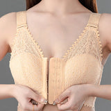 Anti-sagging Thin Minimizer Bras Full Cup Front Buckle Adjustable Wireless Lace Bra