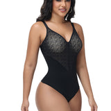 Sorelyne® V Neck Sheer Lace Tummy Control Shapewear Bodysuit
