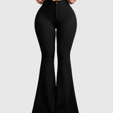 High Waist Button Fly Butt Lifting Sculpt Flare Girdle Pants