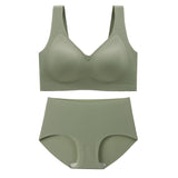 Women's Wirefree Underwear Set Seamless Ultra Comfort Daily Bras With High Waist Panties