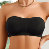 Comfy Push-Up Bandeau Bra Strapless Non-Slip Silicone Cross Side Buckle Bra