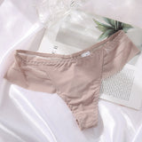 Women's Sexy Striped Ice Silk Panties Seamless Low Waist Breathable Thong