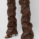 PU Leather Personalized Pleated Flared Pants