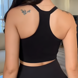 Halter Neck Deep V Knitted Breathable Bra With Front Buttons