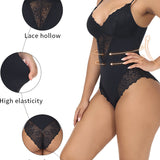 Women's Lace Sheer Spaghetti Strap Cami Bodysuit Sleeveless One Piece Shapewear