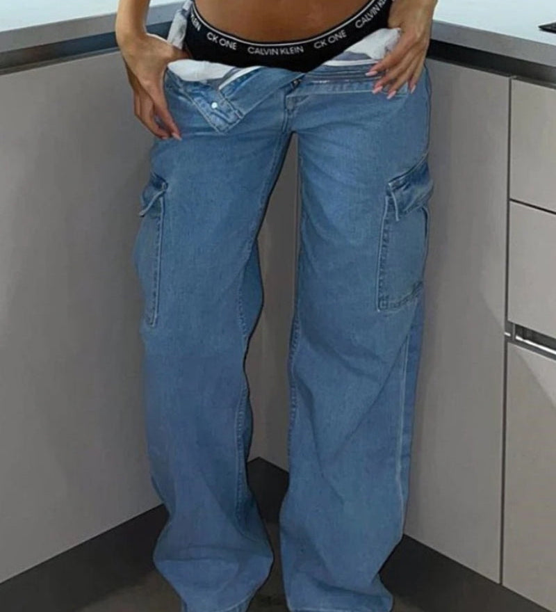 Women's Cargo Pants Hip-lifting High Waist Multi-pocket Fashionable
