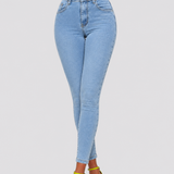 High Waist Button Fly Butt Lifting Skinny Jeans