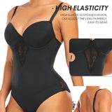 Women's Low Back Bodysuit Lace Stitching Tummy Control Brief Shapewear With Built In Bra