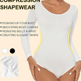 Seamless Crew Neck Long Sleeve Corset Bodysuit Tops Stretch Triangle Jumpsuit