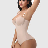 Hourglass Front Zipper Bodysuit with Lace-Up Back