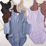 2 in 1 Seamless Double Tummy Control Corset Bodysuit Scoop Neck Tank Top Shapewear