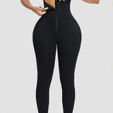 High Waist Trainer 2-In-1 Zipper Leggings Slim Fit Tummy Control Gym Pants