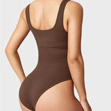 Women's Shapewear Bodysuits Sexy Ribbed Sleeveless Square Neck Tank Tops
