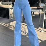 Sorelyne® Women High Waisted Line Flare Jeans Pants