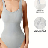 Women's Shapewear Bodysuits Sexy Ribbed Sleeveless Square Neck Tank Tops