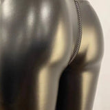 Sexy PU Leather Crotch Zipper Leather Pants for Curvy Women
