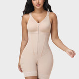 V Neck Front Zip Tummy Control Full Body Shapewear