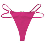Women's Seamless Thong Low Waist Metal Ring Sexy Temptation Intimates T Pants