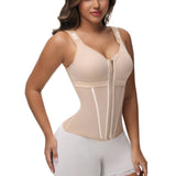 Sorelyne® Women's Boned Latex Zipper Corset Tummy Control Body Shaper Vest With Bra