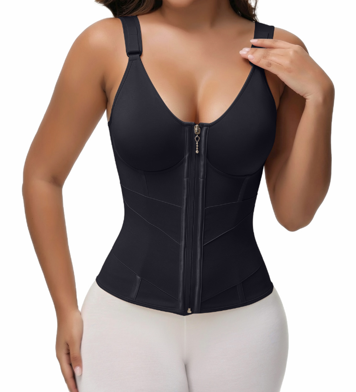 Adjustable Strap High Compression Zipper Bustier Shaper Vest