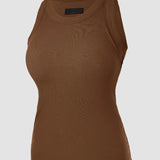 Round Neck Ribbed Tank Top Built In with Bra Padded