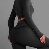 Ballet Ruffled Long Sleeve Sports Top