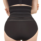 Women's High Waisted Chevron Print Shapewear Panty Tummy Control Mesh Briefs