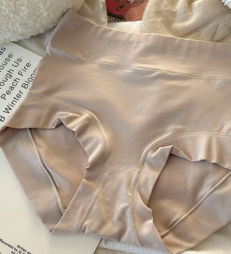 Women's Long Staple Cotton Solid Briefs High Waist Tummy Control Underwear