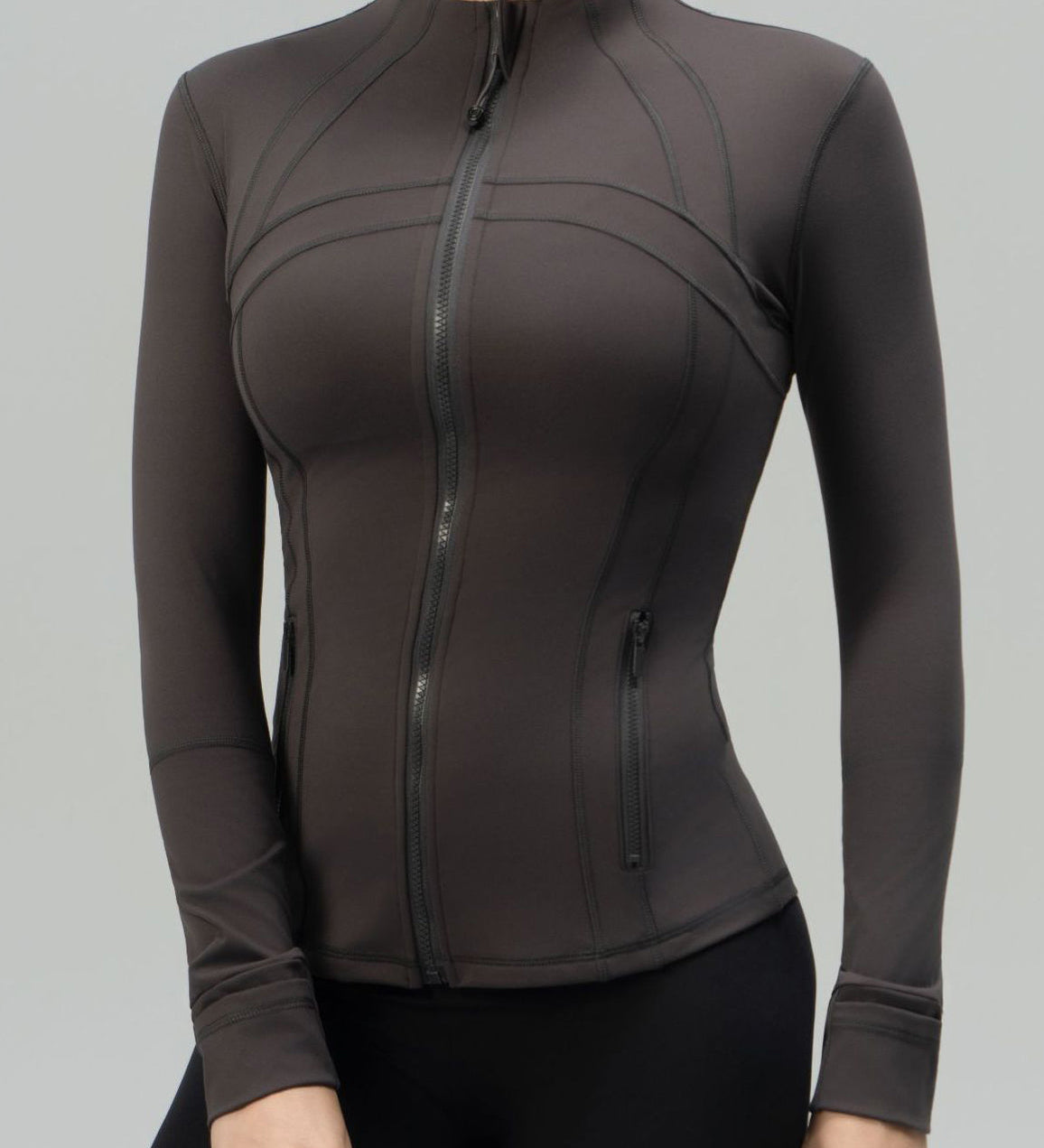 Long Sleeve Cropped Workout Coat Fitted Yoga Jacket