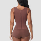 Double Compression Long Slimming Girdle Waist Trainer Zipper Vest with Bra