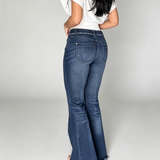 High Waist Slit Fringe Butt Lifting Flare Jeans