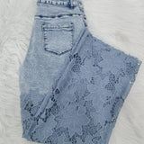 Sorelyne® Cut out Floral Denim with Lace Wide Leg Jeans for Women
